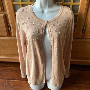 Charter Club Dusty Rose Beaded Cardigan Large